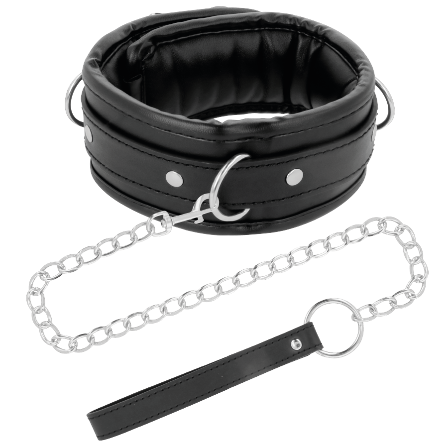 Darkness Black Soft Collar With Leash Leather - UABDSM