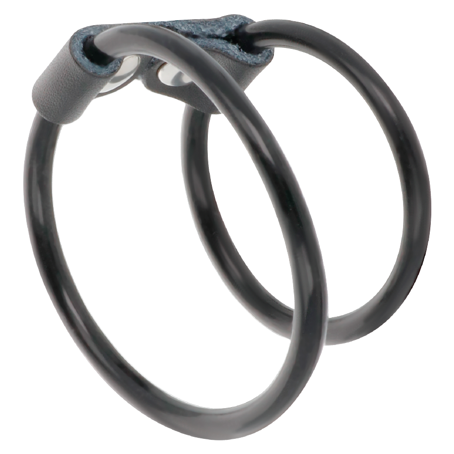 Darkness Leather Double Cock Ring - UABDSM
