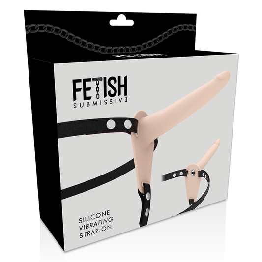 Fetish Submissive Silicone Strap-on Vibrator Flesh 15cm - UABDSM