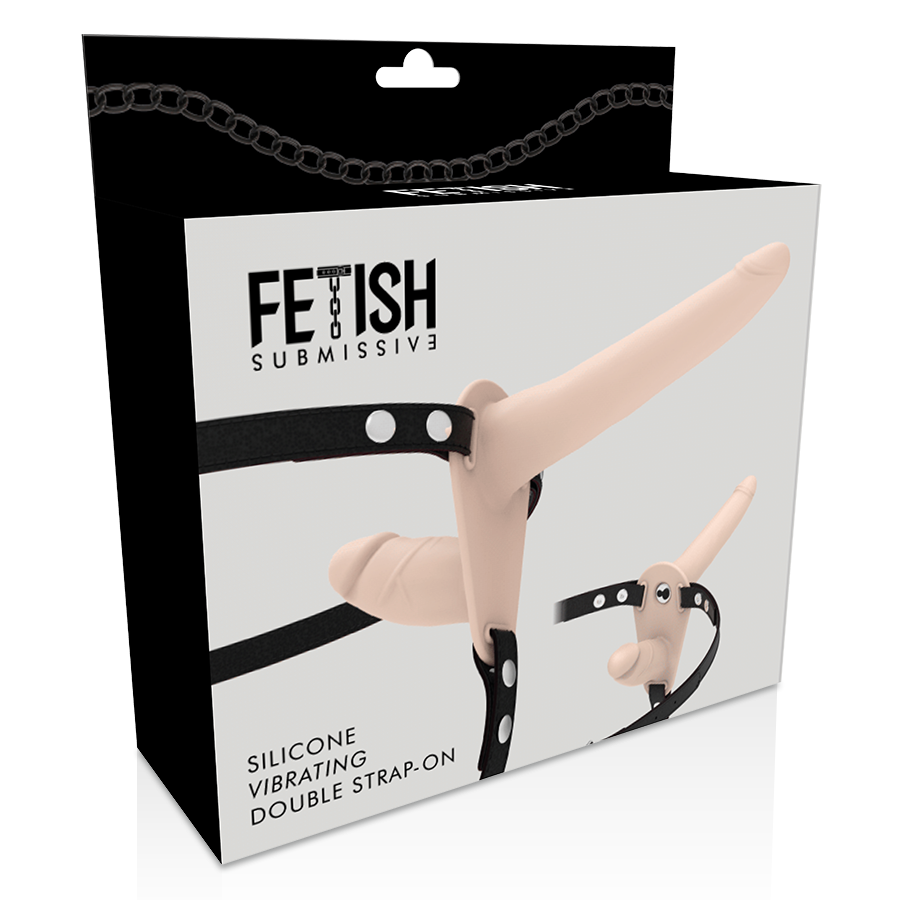 Fetish Submissive Double Strap Vibrator Strap-on Flesh Up - UABDSM