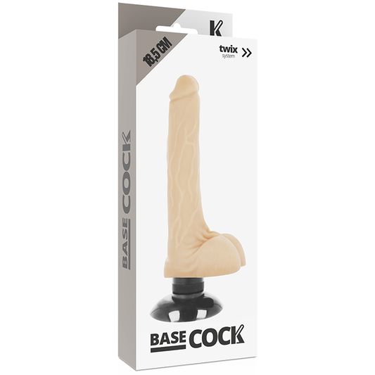Basecock Realistic Vibrator 2-1 Flesh 18.5cm - UABDSM