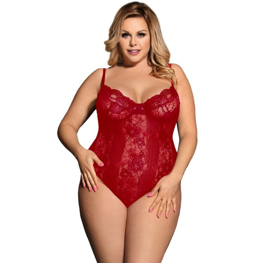 Queen Lingerie Teddy - Red Wine Plus Size - UABDSM