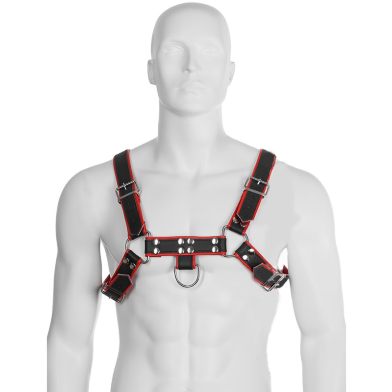 Leather Body Chain Harness Iii Black / Red - UABDSM