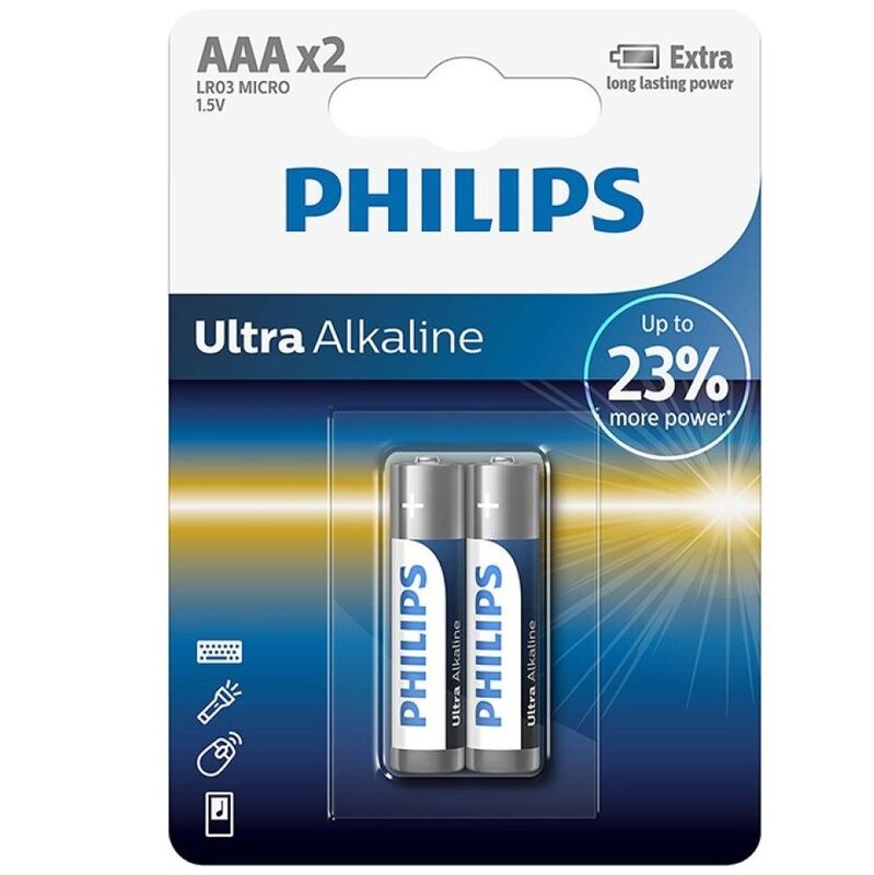 Philips Ultra Alkaline Battery Aaa Lr03 Blister * 2 - UABDSM