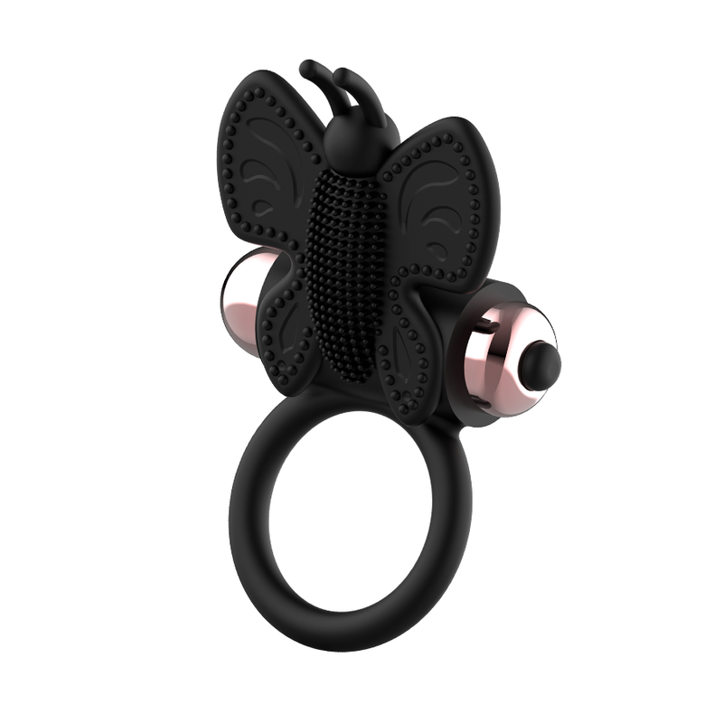 Coquette Chic Desire Cock Ring Butterfly  With Vibrator Black/ Gold - UABDSM