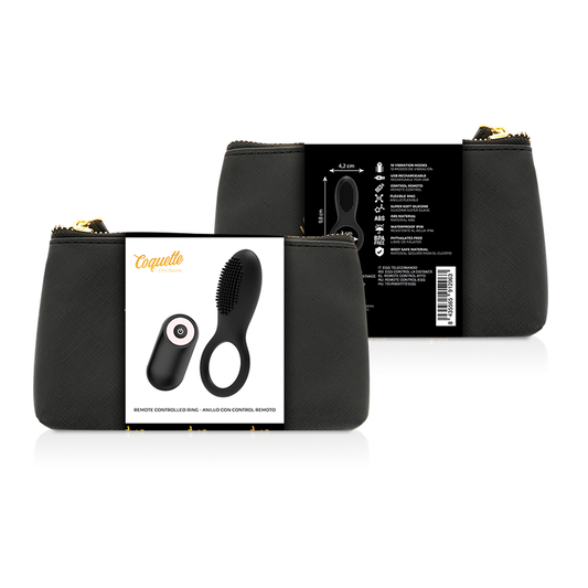 Coquette Chic Desire Cock Ring Remote Control Rechargeable Black/ Gold - UABDSM
