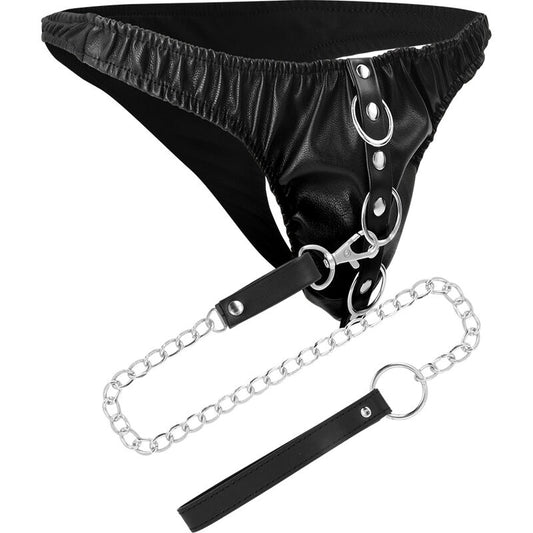 Darkness Black Underpants With Leash - UABDSM