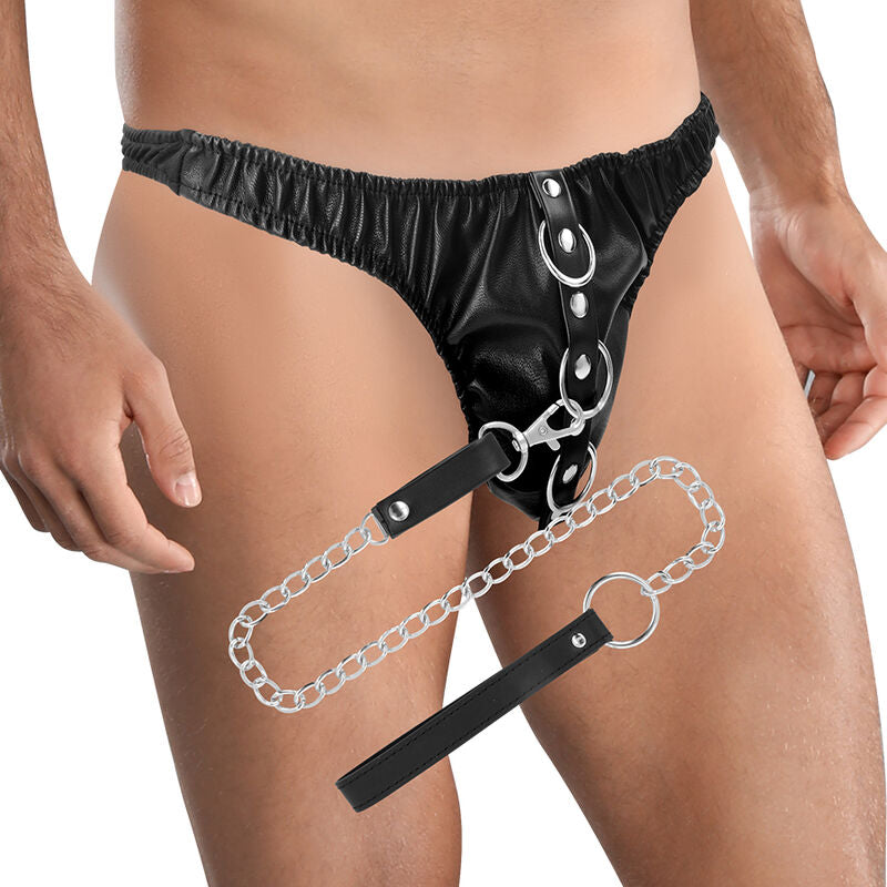 Darkness Black Underpants With Leash - UABDSM