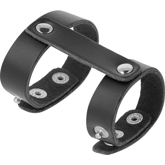 Darkness Adjustable Leather Penis And Testicles Ring - UABDSM