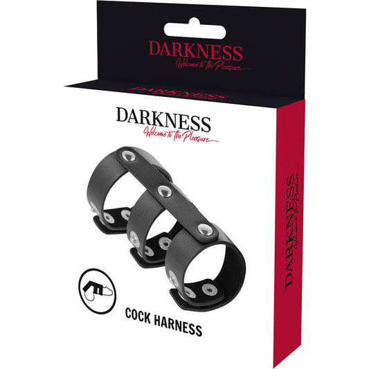 Darkness Adjustable Leather Double  Penis And Testicles Ring - UABDSM