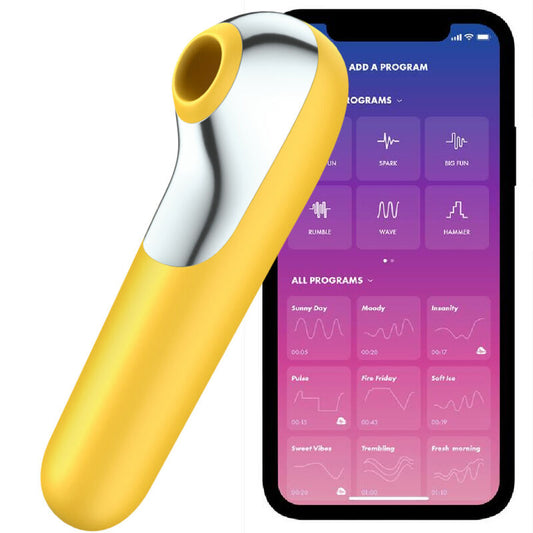 Satisfyer Dual Love Vibrator And Suctioner With Pulsed Air Yellow - UABDSM