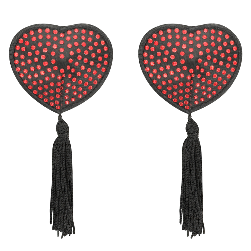 Coquette Chic Desire Nipple Covers Heart Black / Red - UABDSM