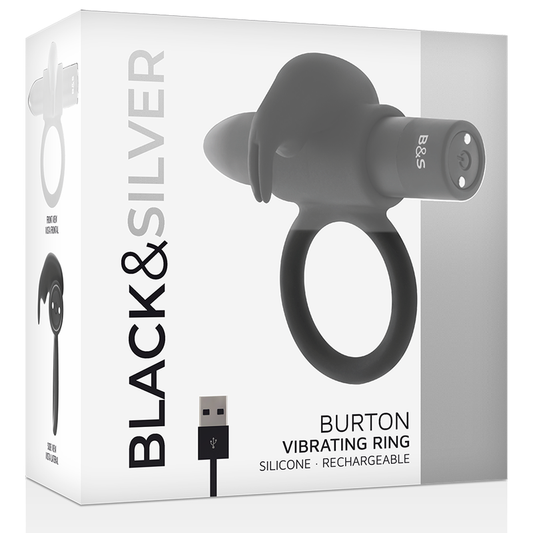 Black&silver Burton Vibrating Ring 10 Modes Black - UABDSM
