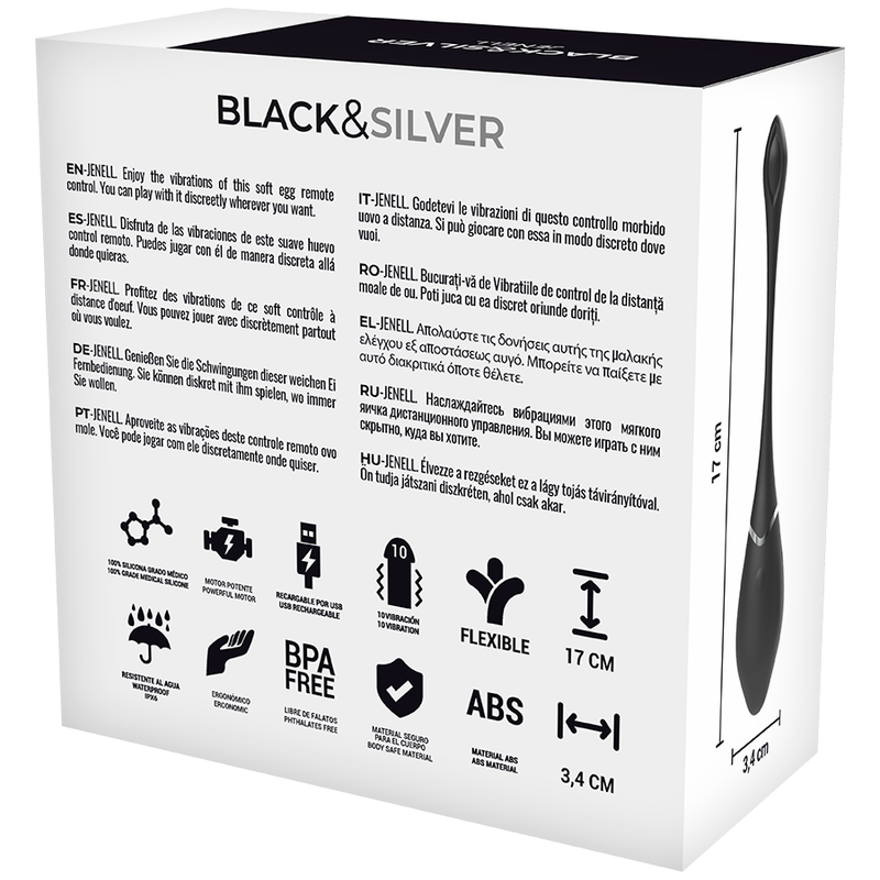 Black&silver Jenell Rechargeable Vibrating Egg - UABDSM