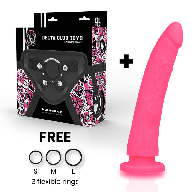 Delta Club Toys Harness + Dong Pink Silicone 20 X 4cm - UABDSM