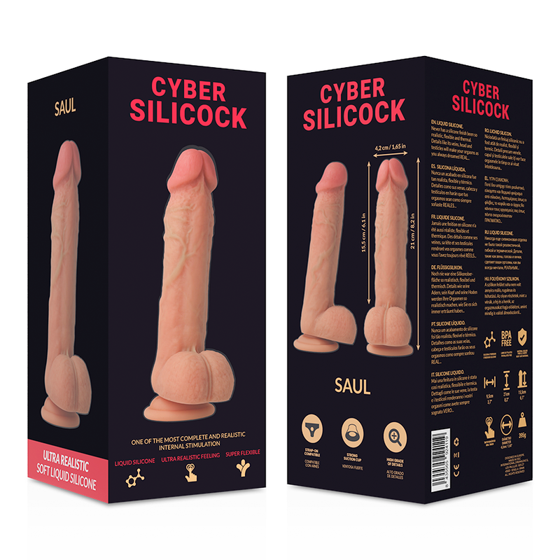 Cyber Silicock Strap-on Saul  Liquid Silicone With 3 Rings Free - UABDSM