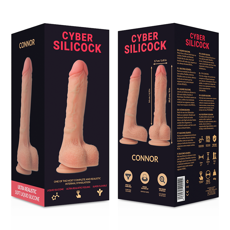 Cyber Silicock Strap-on Connor Liquid Silicone  With 3 Rings Free - UABDSM