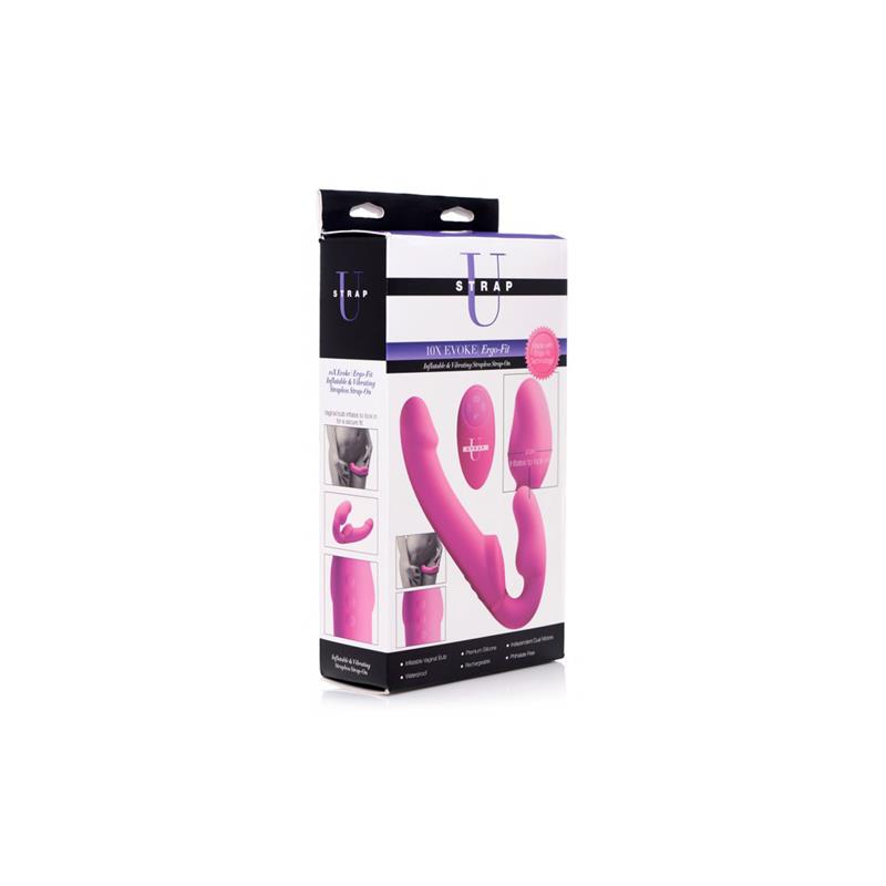 Inflatable Strapless Strap-on Inflatable Function with Remote Control Pink - UABDSM