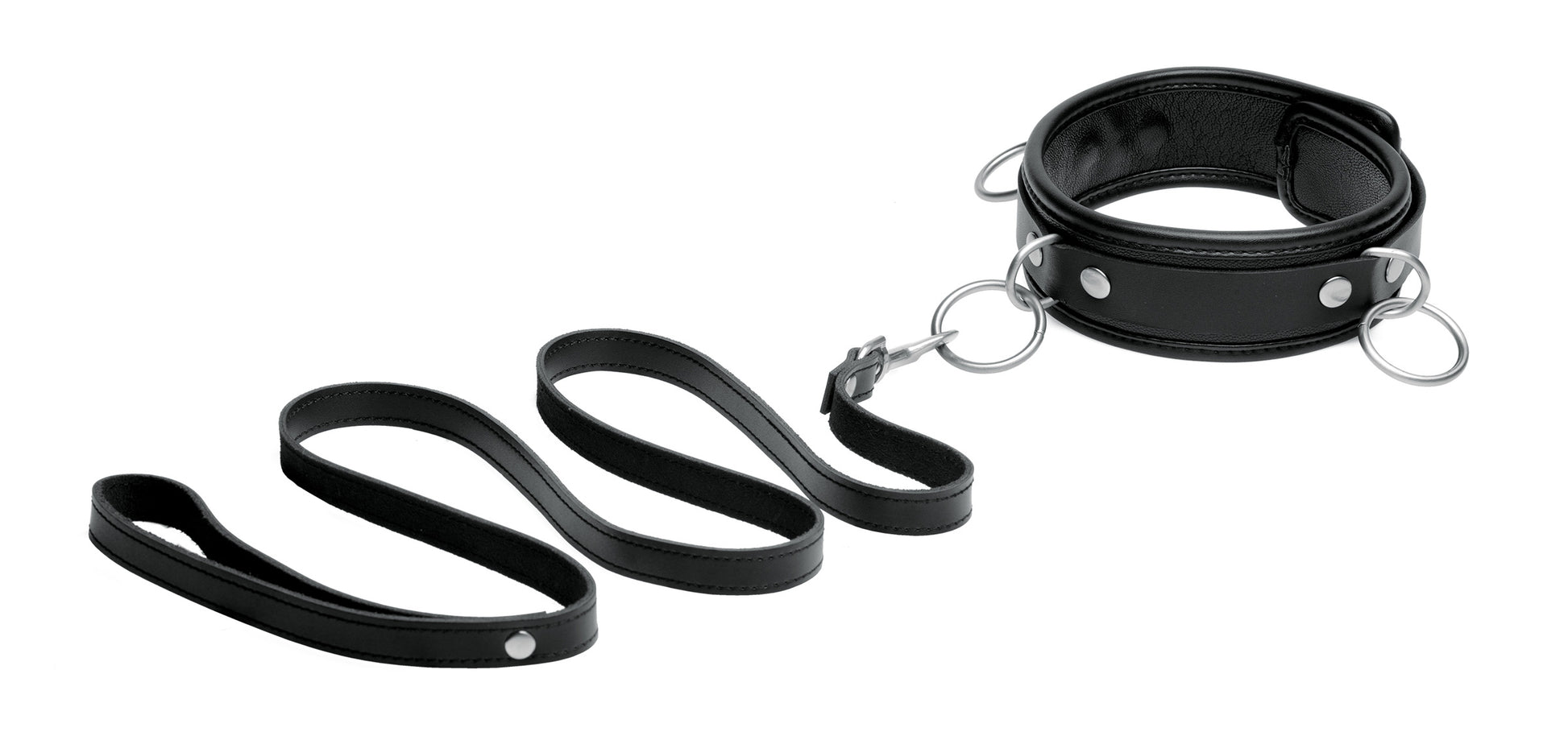 Isabella Sinclaire 3 Ring Leather Collar with Leash - UABDSM
