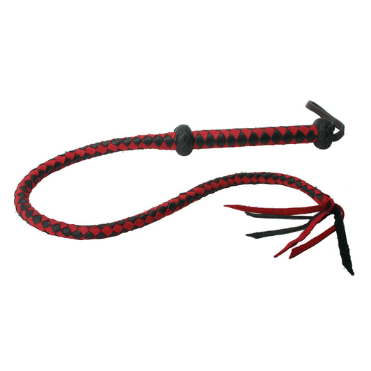 Premium Red and Black Leather Whip - UABDSM