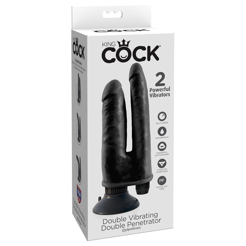 King Cock Double Vibrating Double Penetrator 8 - Black - UABDSM