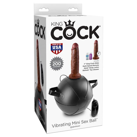 King Cock Vibrating Mini Sex Ball with 7 Dildo - Brown - UABDSM