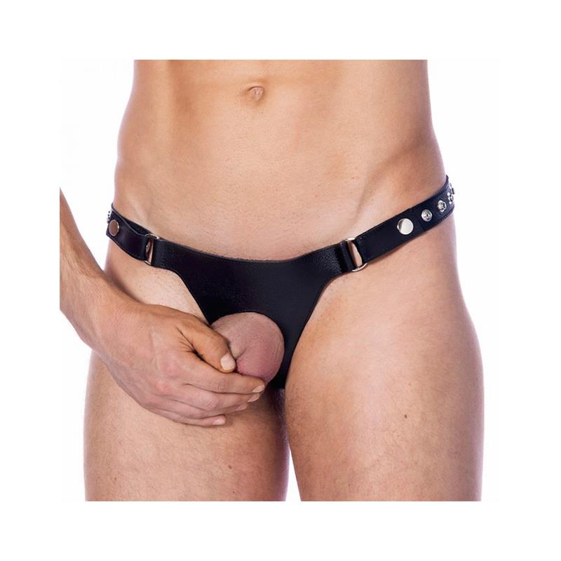 Leather G-String Adjustable with Oppening - UABDSM