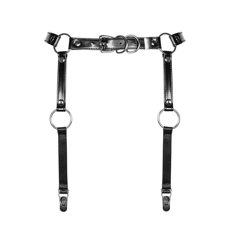 Leather Look Bondage Suspender Belt OS - UABDSM