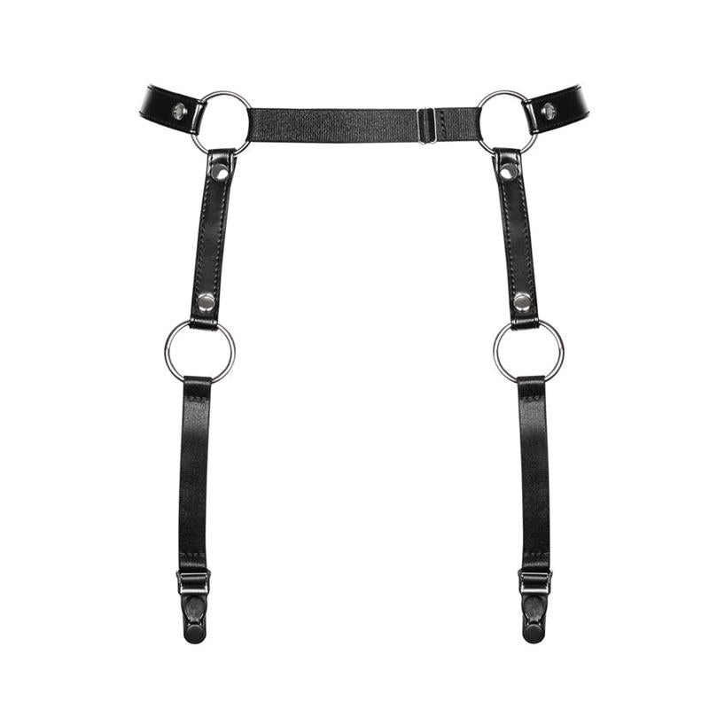 Leather Look Bondage Suspender Belt OS - UABDSM