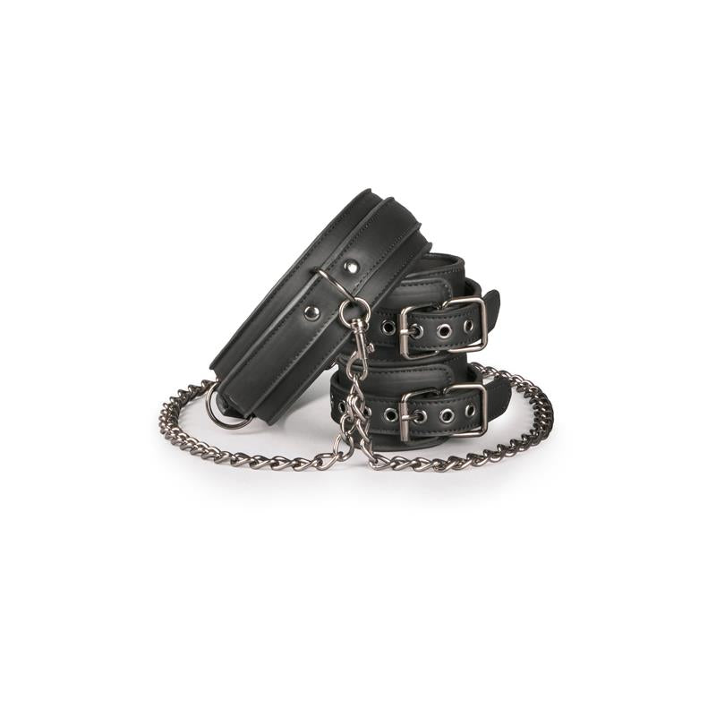 Ligature Set Collar with Handcuffs Black - UABDSM