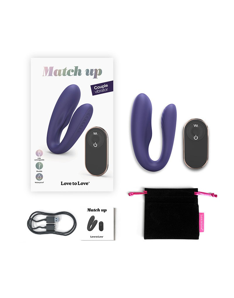 Love To Love - Match Up - Couple Vibrator With Remote Control - Indigo - UABDSM