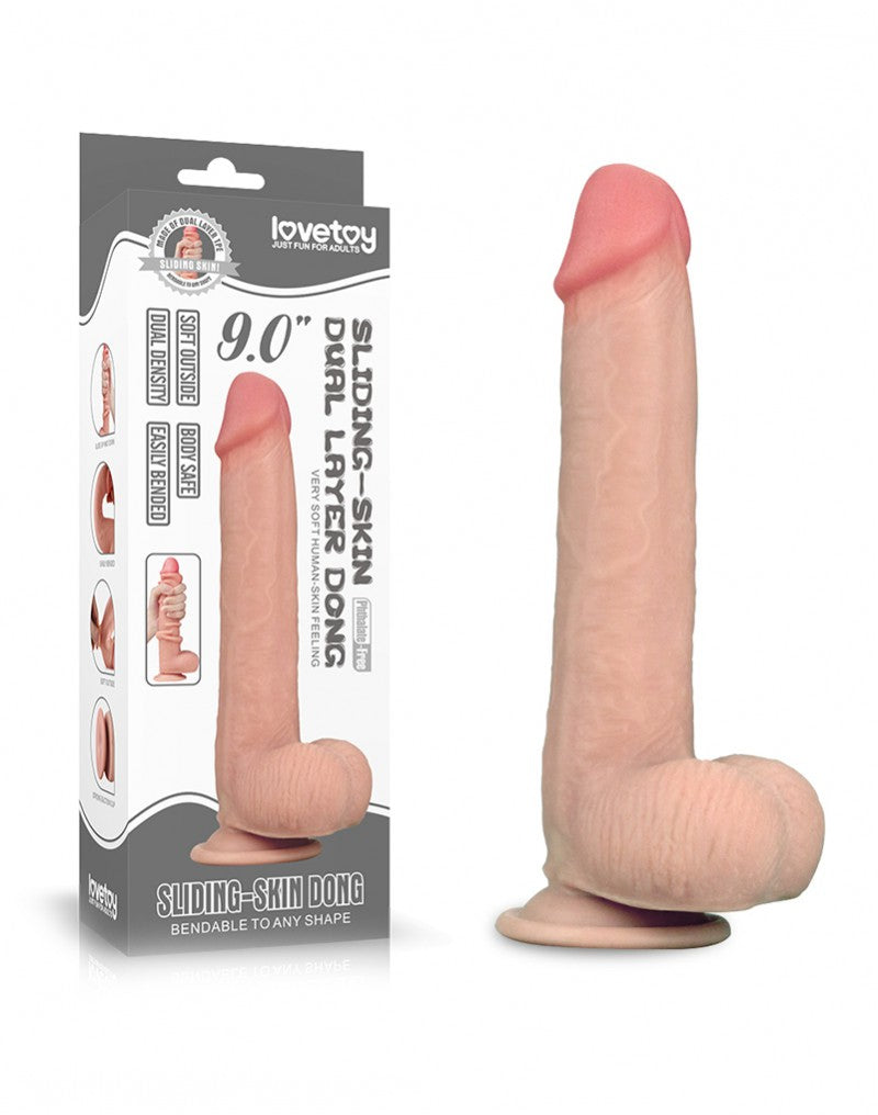 Love Toy - 9 Inch Sliding Skin Dildo - UABDSM