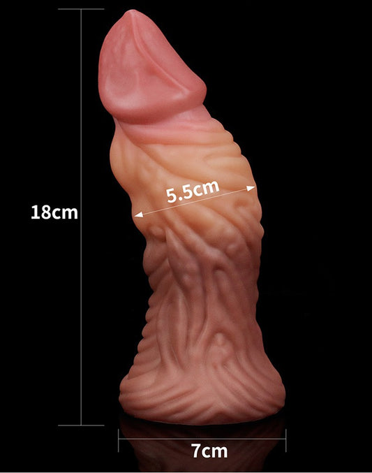 Love Toy - Dildo With Veins 18 Cm - Nude/Brown - UABDSM