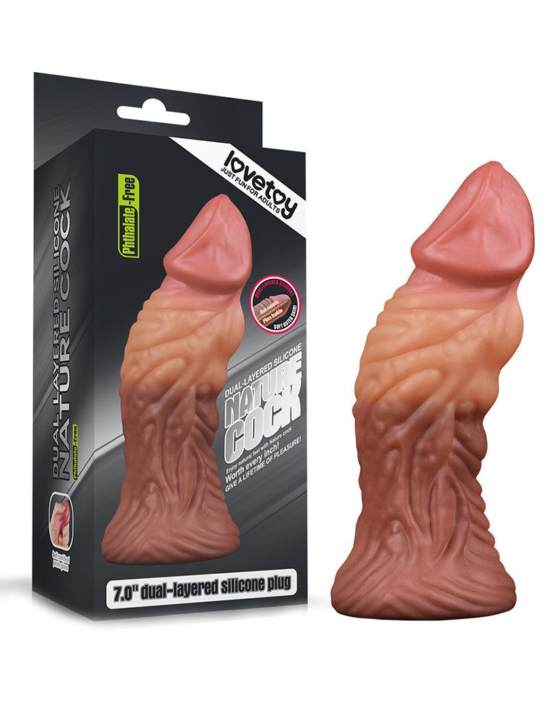 Love Toy - Dildo With Veins 18 Cm - Nude/Brown - UABDSM