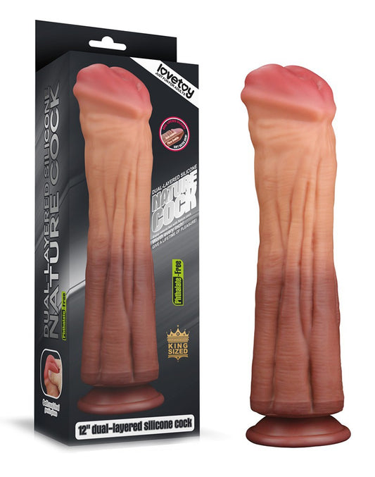 Love Toy - Dildo With Veins 30 Cm - Nude/Brown - UABDSM