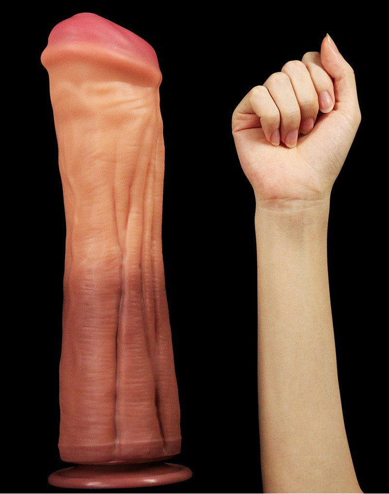 Love Toy - Dildo With Veins 30 Cm - Nude/Brown - UABDSM