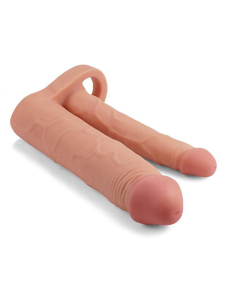Love Toy - Pleasure X Tender Double Penis Sleeve + 5 Cm - Nude - UABDSM