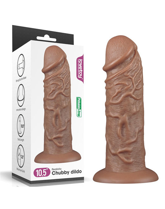 Love Toy - Realistic Chubby Dildo 27 Cm - Brown - UABDSM