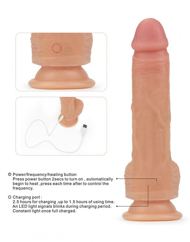 Love Toy - Rotating & Heating Realistic Dildo 21 Cm - Nude - UABDSM