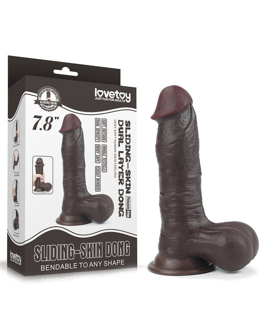 Love Toy - Sliding Skin Dildo 19.5 Cm - Black - UABDSM