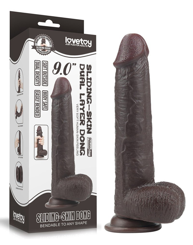 Love Toy - Sliding Skin Dildo 23 Cm - Black - UABDSM