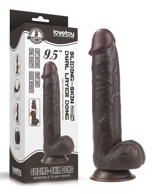 Love Toy - Sliding Skin Dildo 24 Cm - Black - UABDSM