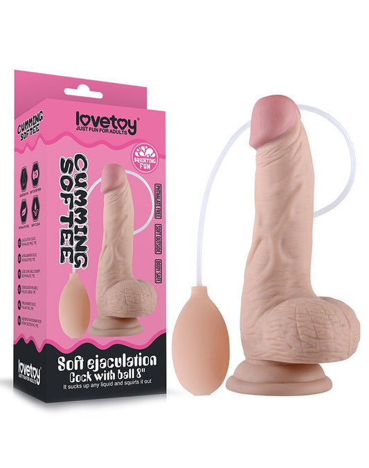 Love Toy - Soft Ejaculation Cock With Balls 20 Cm - Squirting Dildo - Nude - UABDSM