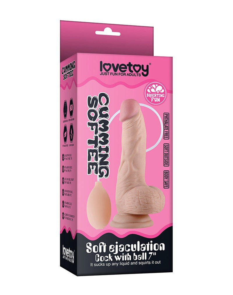 Love Toy - Soft Ejaculation Cock With Balls 20 Cm - Squirting Dildo - Nude - UABDSM