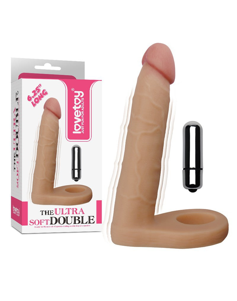 Love Toy - The Ultra Soft Double Vibrating Dildo 16 Cm - Nude - UABDSM