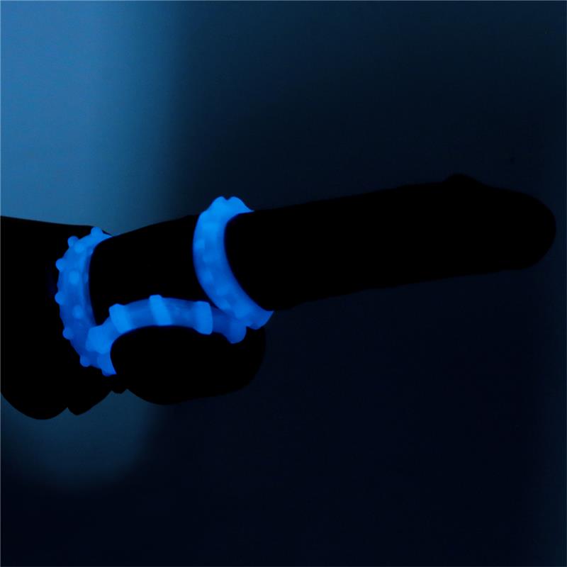 Lumino Play Set 3 Penis Ring Blue Light - UABDSM