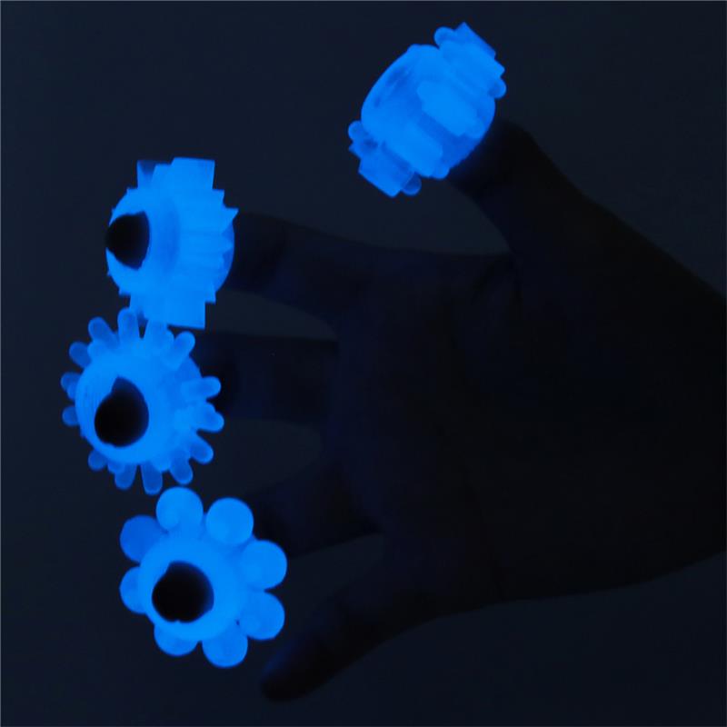 Lumino Play Set 4 Penis Ring Blue Light - UABDSM