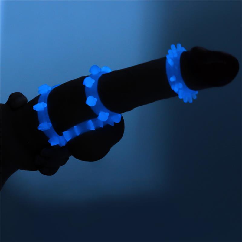 Lumino Play Set 4 Penis Ring Blue Light - UABDSM