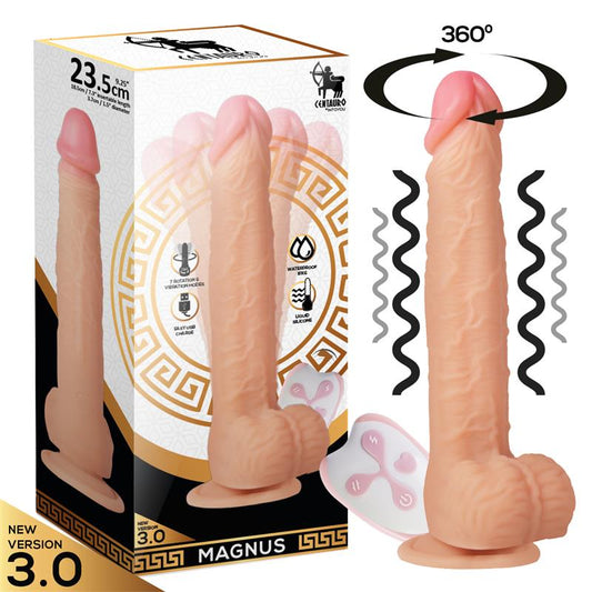 Magnus 3.0 Realistic Vibrating and Rotating Dildo Remote Control Liquid Silicone - UABDSM