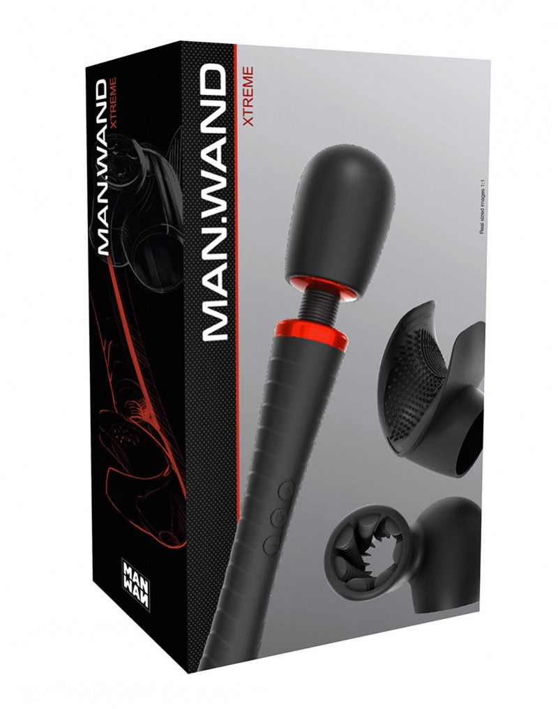 Man.Wand - Man.Wand Xtreme - Wand Vibrator With Attachments - Black - UABDSM